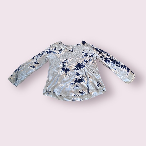 Red Haute Tops - Women's Red Haute Gray And Blue Tie Dye Long Sleeve Blouse Size Medium